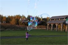 Making Giant Soap Bubbles with Grandaughter Alexa. 
